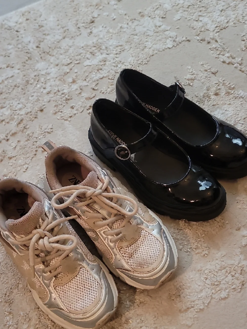 Girls Shoe Bundle Size 3 Zara Pink Sneakers & Steve Madden Black Mary Jane Chunk